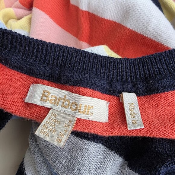 Barbour Size 4 Striped Multicolored Sweater Jumper Colorful Seaview Knit Cotton - Picture 7 of 7